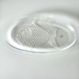 Italian Mouth Blown Glass IVV Selezione Hand Made Fish Platter Italy Seafood